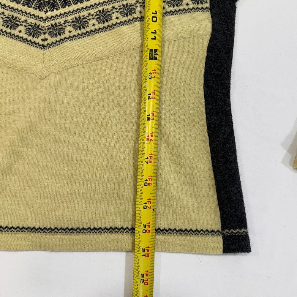 Free People Merino Wool Fair Isle Quarter Zip Sweater Womens Large Yellow Nordic - Picture 8 of 8